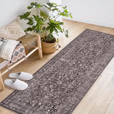 Area Rugs for Living Room Bedroom, Large Washable Rug, Vintage Floral Boho Non Slip & Low Pile Carpet Indoor Dining Room and Kids Room