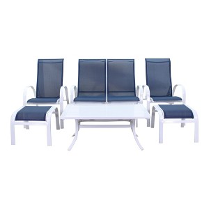 Courtyard Casual Santa Fe 6 pc Loveseat Glider Set with Reclining Sling Chairs - 1 of 1