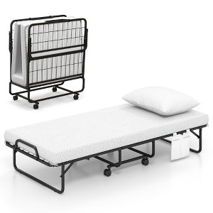 Tangkula 75" x 31" Folding Bed w/ Memory Foam Mattress & Pillow Dust Cover Metal Frame - 1 of 4