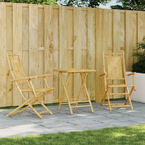 vidaXL 3 Piece Bistro Set Bamboo - 1 of 4
