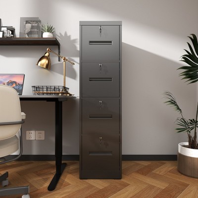 NicBex Locking File Cabinet with Drawers, Metal Space Saving Vertical Cabinet for Home & Office, Fits Letter/A4/Legal Files, Assembly Required, Black