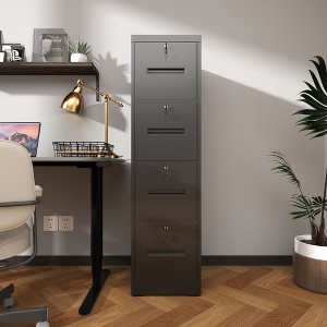 NicBex Locking File Cabinet with Drawers, Metal Space Saving Vertical Cabinet for Home & Office, Fits Letter/A4/Legal Files, Assembly Required, Black - 1 of 4