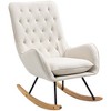 HOMCOM Fabric Rocking Chair Armchair Tufted Rocker Wingback Accent Chair with Padded Seat, Rubber Wood Base for Bedroom, Living Room - 4 of 4