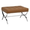 studio designs Newel Modern Square Ottoman Blended Leather and Chrome Metal Frame - 2 of 4