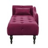 Okak Luxurious Velvet Button Tufted Chair Chaise Longue with Solid Wood Legs,Nailhead Trimmed Fabric Accent Chair for Bedroom,Living Room - 4 of 4