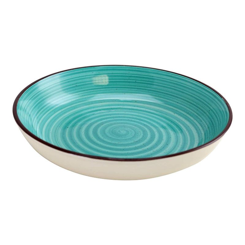 Gibson Home Color Speckle 4 Piece 10.25 Inch Multi Color Stoneware Pasta Serving Bowl Dish Set, Blue, Yellow, Red, and Turquoise (2 Pack), 3 of 6