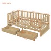 Twin/Full Size Wood Daybed with Fence Guardrails and 2 Drawers, Split into Independent Floor Bed & Daybed-ModernLuxe - 3 of 4