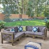 Christopher Knight Home Brava Outdoor Acacia Wood 5 Seater Sectional Sofa Set with Cushions - 2 of 4