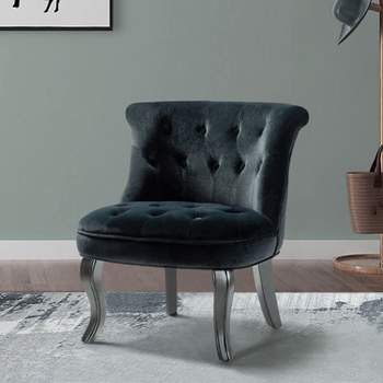Louise Velvet Accent Chair with Tufted Button Back and Solid Wood Legs for living room and bedroom  | Karat Home