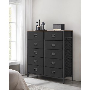 SONGMICS Dresser for Bedroom, Storage Organizer Unit with 10 Fabric Drawers, 10 drawers Brown and Black - 1 of 4
