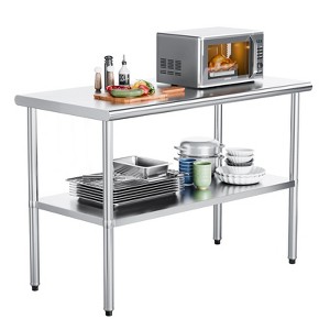 ROVSUN 48'' x 24'' Stainless Steel Table for Prep & Work, Metal Table with Undershelf for Kitchen Restaurant, Home - 1 of 4
