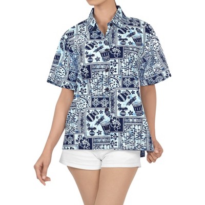 LA LEELA Women's Button Down Short Sleeve Summer Camp Short Sleeves Shirt Hawaiian Club party Casual Tops