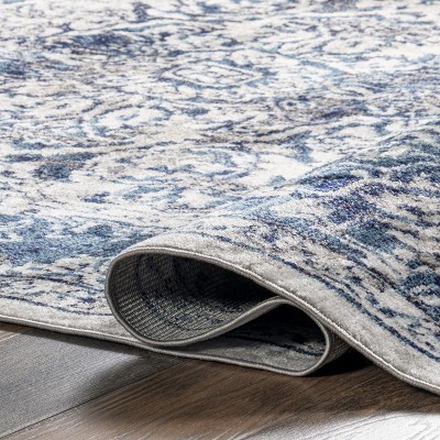 Maryanne Blue Medallion Reversible Synthetic Area Rug 5' x 8'