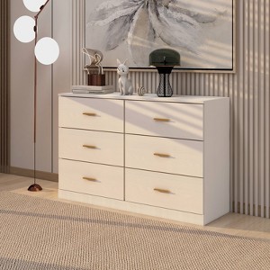 HDZNVF Modern White 6 Drawer Dresser for Bedroom, Ample Storage Wide Chest of Drawers, Sturdy and Safe - 1 of 4
