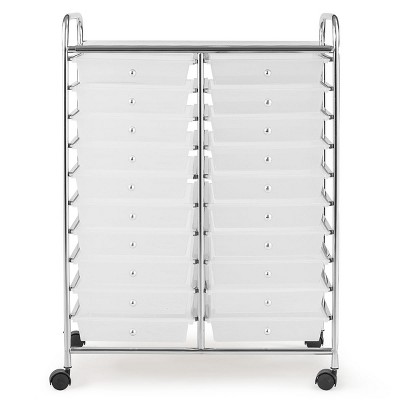 Costway 20 Drawers Rolling Cart Storage Scrapbook Paper Studio Organizer Bins Clear White