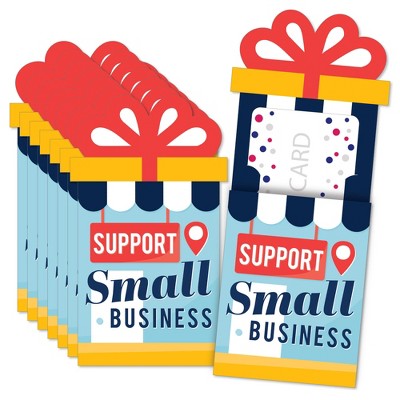 Big Dot of Happiness Support Small Business - Thank You Money and Gift Card Sleeves - Nifty Gifty Card Holders - Set of 8