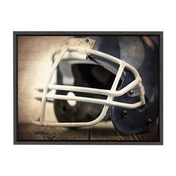 18" x 24" Sylvie Football Helmet Framed Canvas by Shawn St. Peter Gray - DesignOvation