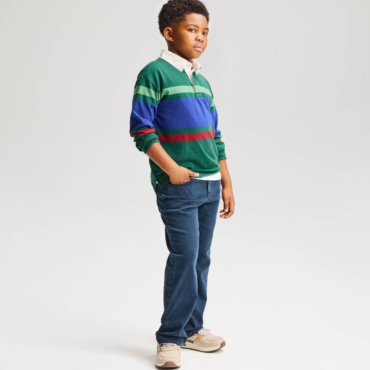 Boys' Long Sleeve Relaxed Fit Striped Rugby Polo Shirt - Cat & Jack™ - thumbnail 4