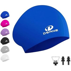 DSANE Womens Silicone Swim Cap for Long Hair,3D Ergonomic Design Silicone Swimming Caps for Women Men Adults Boys Girls with Ear Plug and Nose Clip - 1 of 1