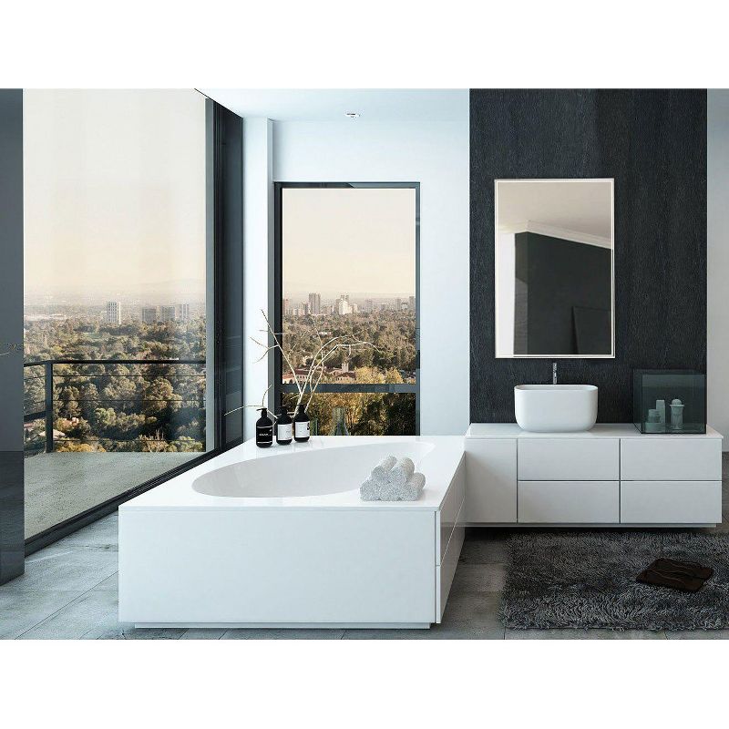 Hamilton Hills 24" x 36" Contemporary Metal Silver Framed Rectangular Mirror with LED Lights, 3 of 6