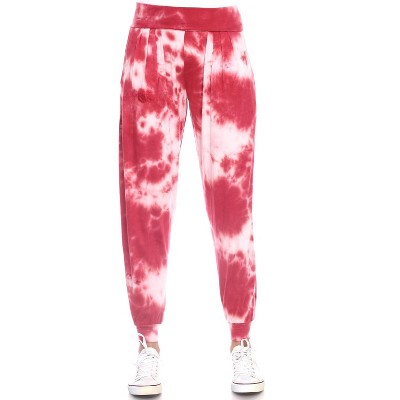 Women's Tie Dye Harem Pants with Pockets Red X Large - White Mark