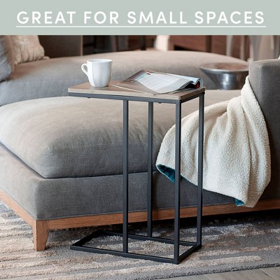 Ashwood and Black Metal C-Shaped Side Table
