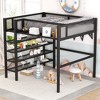 GDFStudio Landon Full Size Metal Loft Bed with 4-Tier Shelves and Storage - 2 of 4
