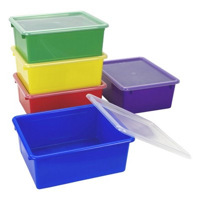 5pk Deep Storage Tray with Lid Assorted Colors - Storex
