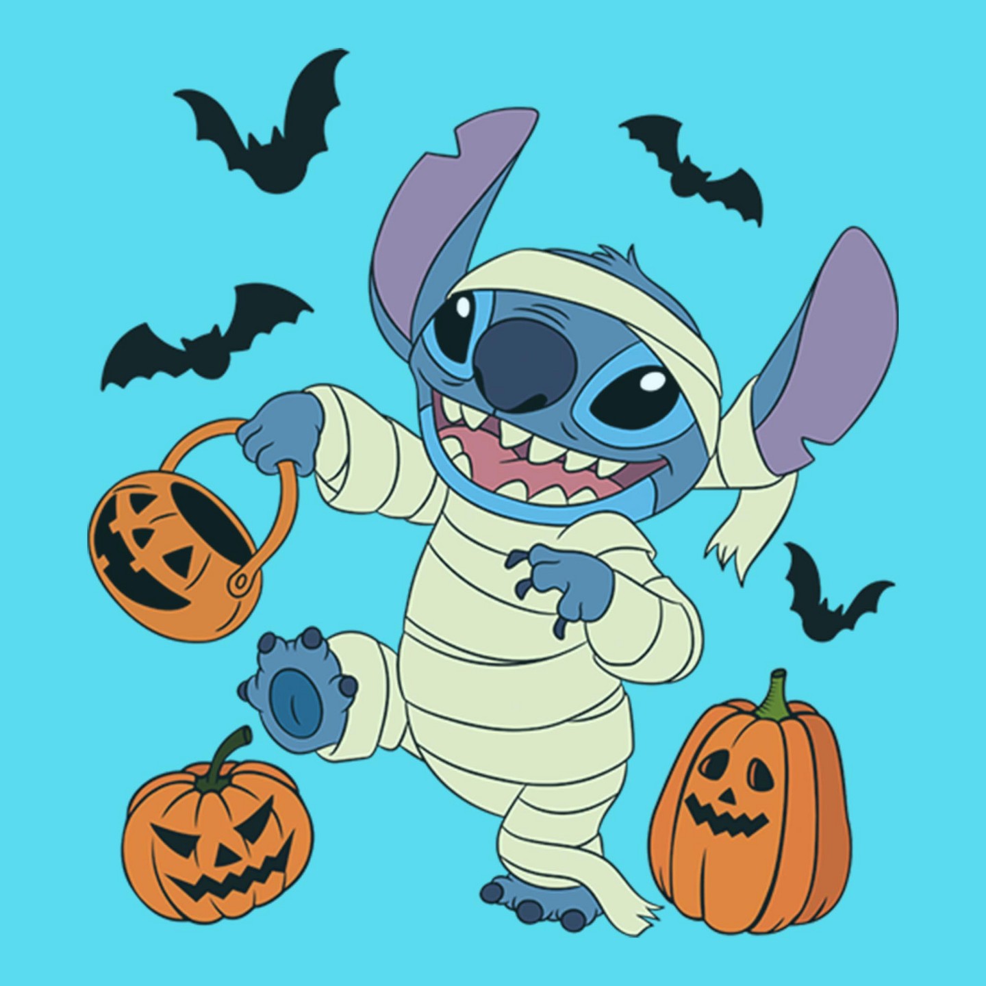 Футболка Lilo & Stitch Halloween Big Mummy Stitch Short Sleeve T Shirt - Blue для девочек, цвет: Синий — фото 2