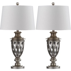 Byron Urn Lamp (Set of 2) - 28.5 Inch Height - LIT4322 - Antique Silver - Safavieh - 1 of 4
