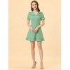 INSPIRE CHIC Women's Plaid Gingham Puff Sleeve Ruffle Peter Pan Collar Vintage Dress - 3 of 4