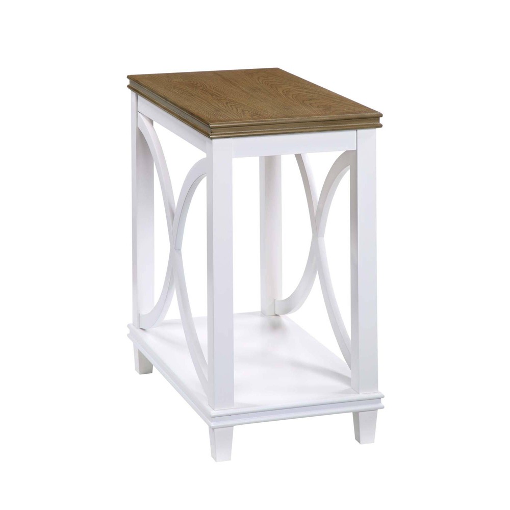 Florence Chairside Table Driftwood Top/White Frame - Breighton Home