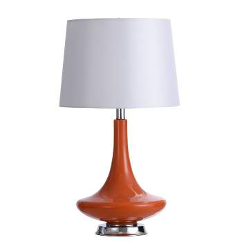Retro Orange Glass Table Lamp with Steel Base - StyleCraft