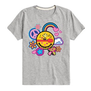 Boys' - Peanuts - Woodstock Peace And Love Flair Short Sleeve Graphic T-Shirt - 1 of 4