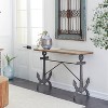 Olivia & May Coastal Anchor Metal Console Table Brown: Iron Frame, Wood Top, Nautical Design - 3 of 4