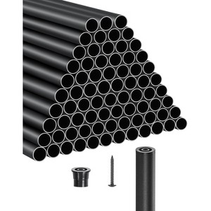 VEVOR Staircase Balusters 101 Pack, 32 In Aluminum Stair Balusters, 3/4 In Water-Proof Round Metal Spindle Railing,with Rail Caps & Screws, Black - 1 of 4