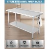NSF Certified Stainless Steel Work Table,60*24*35inch Bilayer Table with Adjustable Undershelf ,Arced edge - 2 of 4