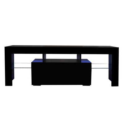 INFURNIC TV Stands and Consoles Modern Gaming Entertainment Center Console with Storage Cabinet for Living Room, Black, 55.12"*16.54"*5.91"