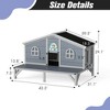 SEVOBAL Pet Crates and Houses All Weather Wooden Cat House Play Pen Cozy Fringe Curtains Lockable Doors for Outdoor Patio, Gray, 43.31"*31.1"*29.13" - 3 of 4