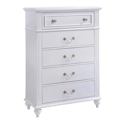 Annie White 5-Drawer Vertical Dresser with Crystal Handles