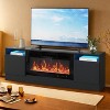 Modern Entertainment Center with Storage Cabinet Up to 75" TV, Black Modern TV Stand for Living Room (Not Included Fireplace) - 3 of 4