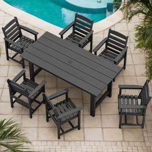 Yardgrace 7/5pcs HDPE Patio Outdoor Furniture Set Outdoor Dining Set for Garden Backyard Lawn and Poolside black - 1 of 4