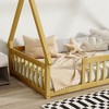 VASIP Twin Tent-Shaped Floor Bed with Guardrails and Support Slats, for Kids' Room ,Gray - 4 of 4