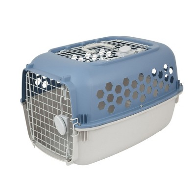 Angel Sar 24 Inch Plastic Pet Kennel, Multicolored Double Door Dog and Cat Carrier with Top Opening, for Pets Up to 30 Pounds