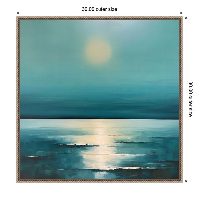 Blue Ocean Sunrise Lithograph Canvas Wall Art, 30x30