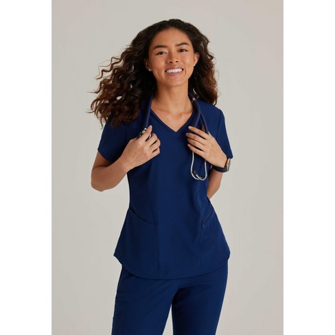 Skechers By Barco - Vitality Women's Electra 3-pocket Ribbed V-neck Scrub  Top Small Navy : Target