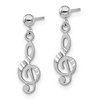 Black Bow Jewelry Satin and Polished Treble Clef Dangle Post Earrings in 14k White Gold - 2 of 4