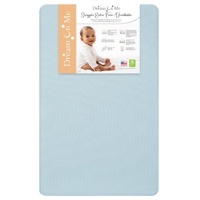 Dream On Me Snuggles Breathable Extra Firm Fiber Portable and Mini Crib Mattress in Blue Mist