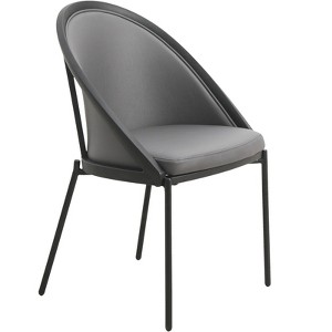 LeisureMod Upholstered Dining Chair in Vynil with Stainless Steel Legs, Urbane Collection - 1 of 4