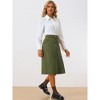 INSPIRE CHIC Women's High Waist Elastic Back A-Line Belted Corduroy Midi Skirt with Pockets - 3 of 4